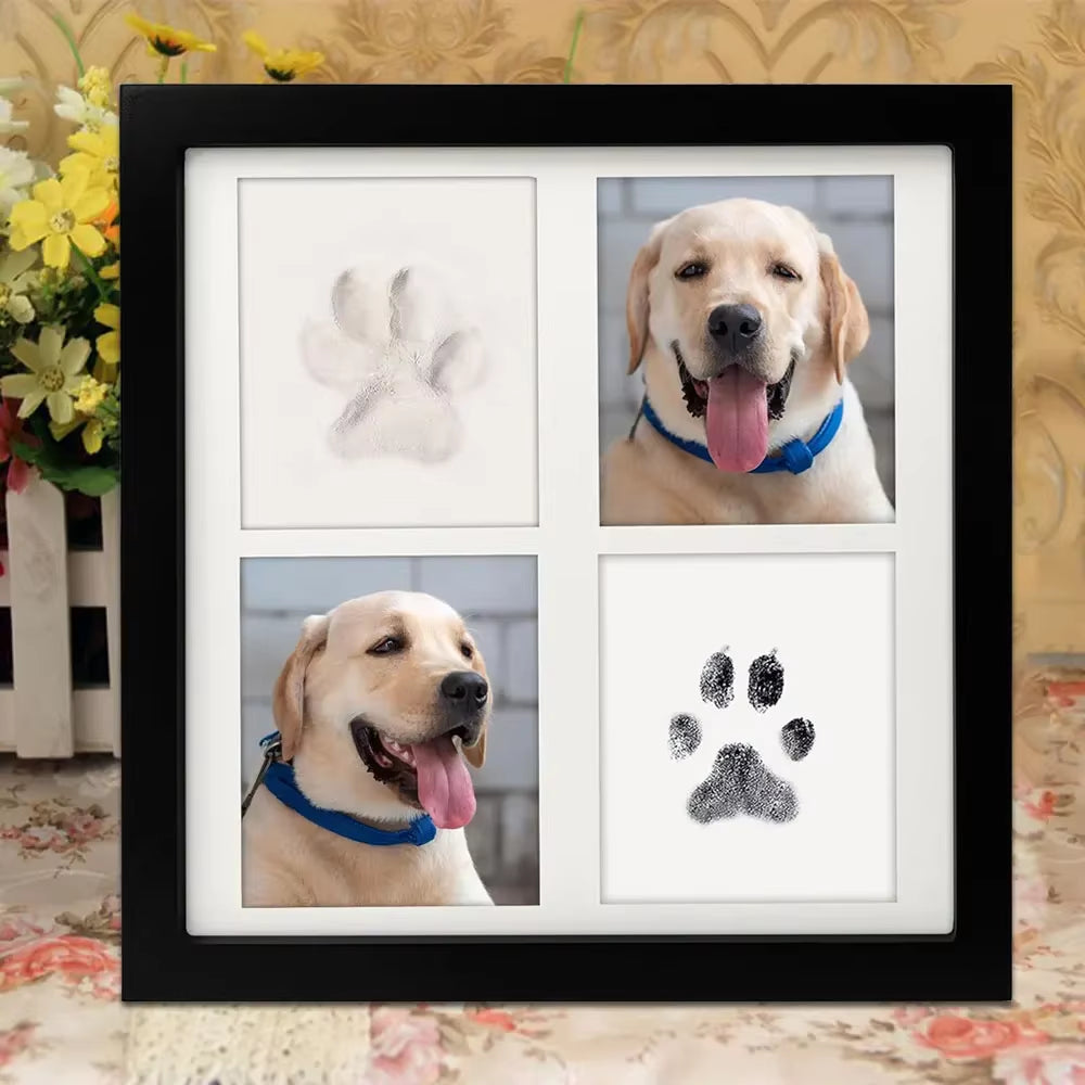Diy Hand and Footprint Kit Ink Pads Photo Frame Handprint Paw Print Kit Dog Frame Pet Memorial Picture Frame with Pawprints Kit