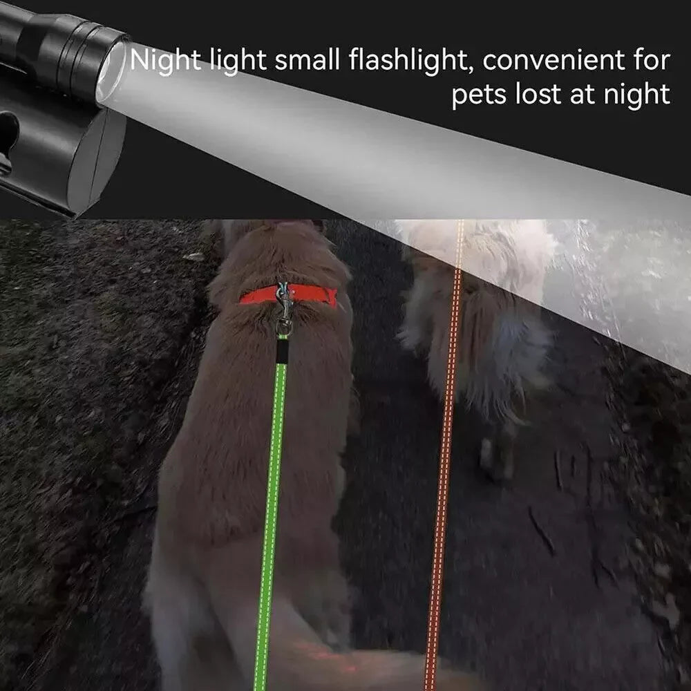 Dual Retractable Dog Leash with LED Light & Bag Holder – 10 ft