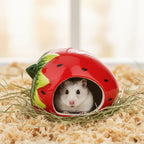 Ceramic Hamster Hideout House – Red Strawberry
