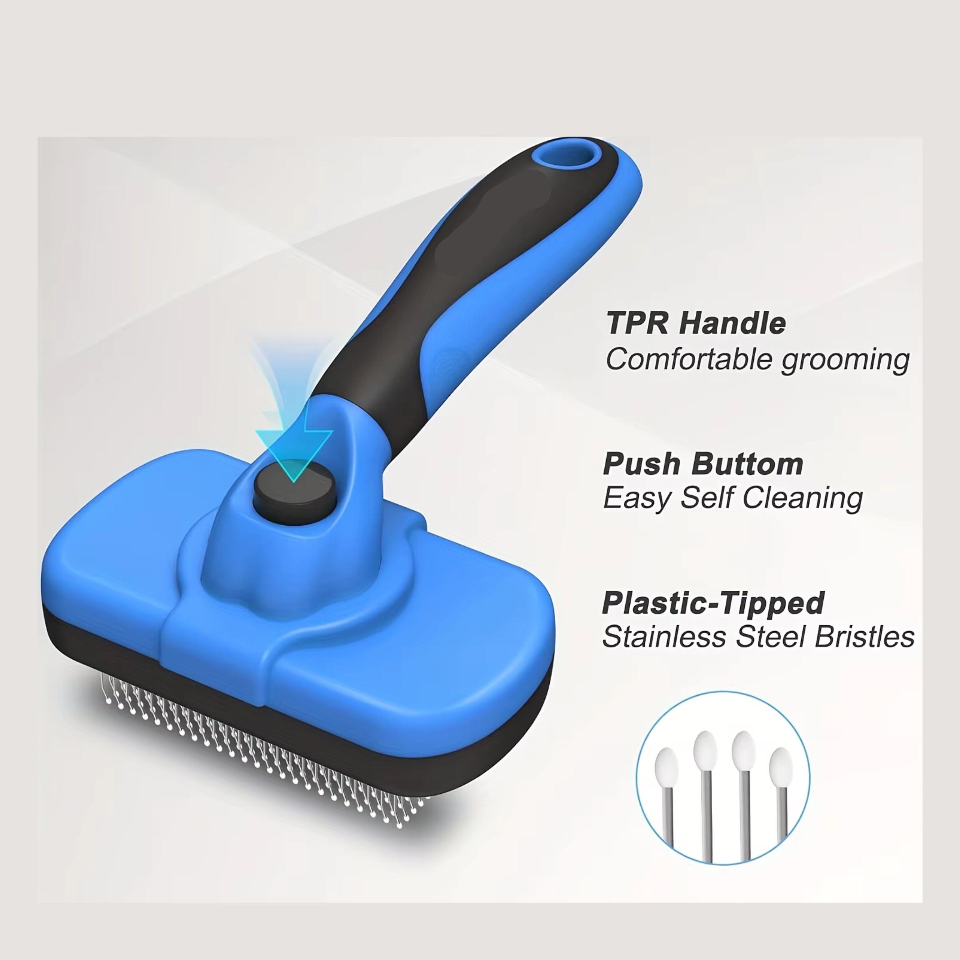 Self-Cleaning Slicker Brush for Dogs and Cats – Ergonomic Grooming Tool with Soft Bristles