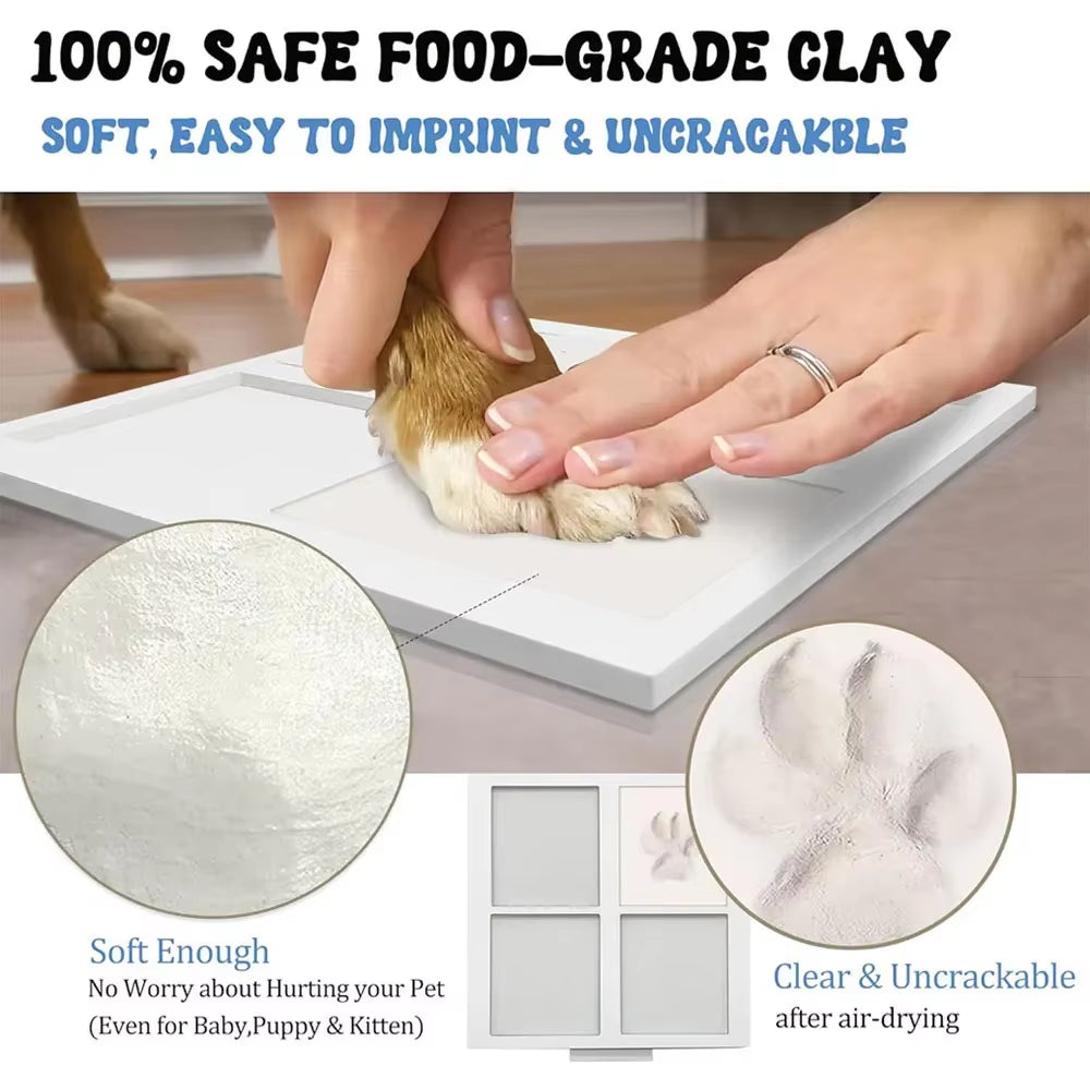Diy Hand and Footprint Kit Ink Pads Photo Frame Handprint Paw Print Kit Dog Frame Pet Memorial Picture Frame with Pawprints Kit