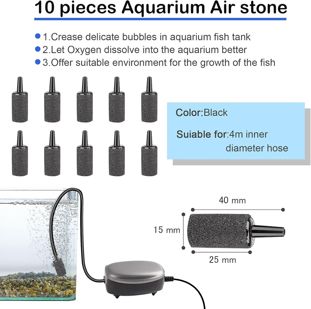 Aquarium Airline Tubing & Air Stone Kit – 32.8 ft