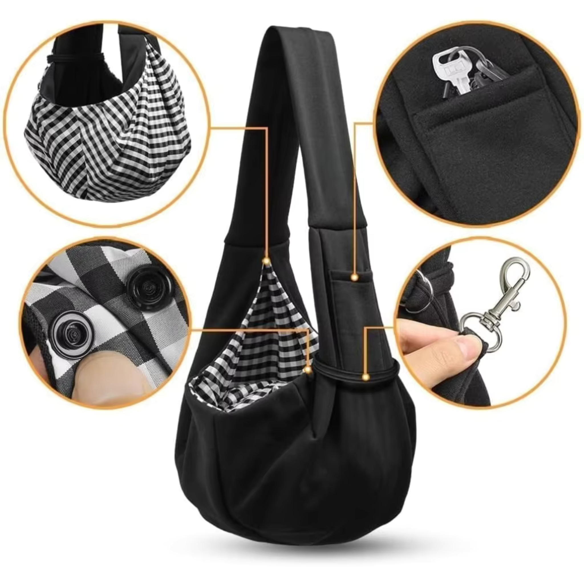 Pet Sling Carrier for Small Dogs and Cats – Hands-Free Travel Shoulder Bag with Safety Belt
