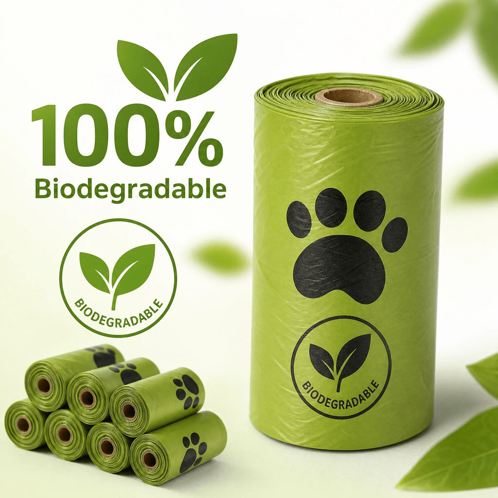 Dog Poop Bag Refill Rolls – Green Paw Print, 10-Pack