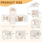 Wooden Rabbit Castle with Hay Rack & Ramp – Four Houses