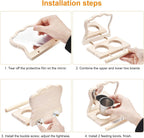 Wooden Bird Feeding Perch with Mirror & 2 Stainless Steel Cups