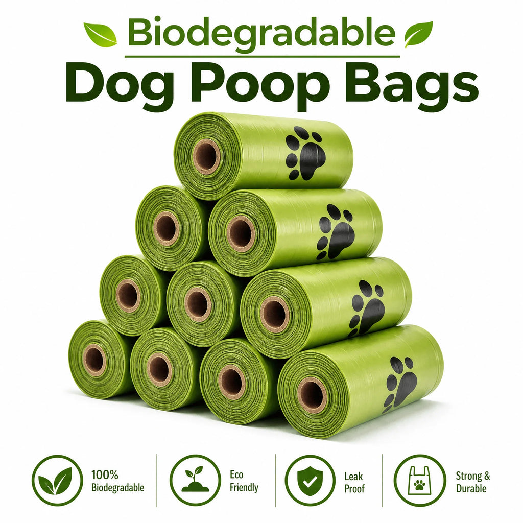 Dog Poop Bag Refill Rolls – Green Paw Print, 10-Pack