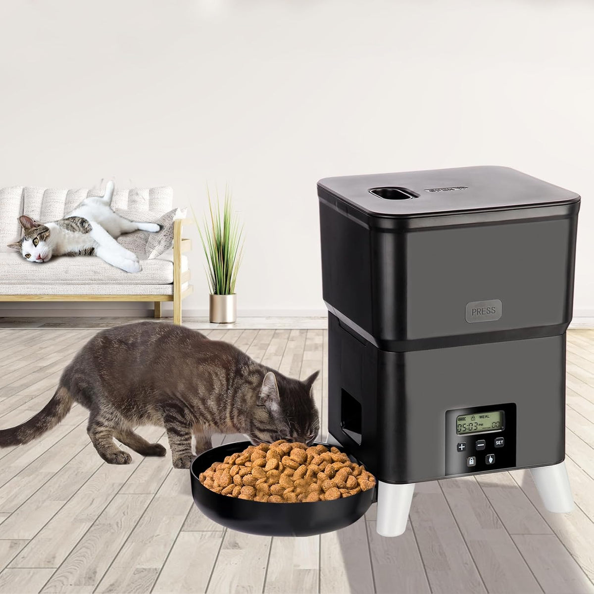 3L Automatic Cat Feeder with Heightened Pet Feeder Programmable Dog Feeder Suitable for Small and Medium Pet Feeders