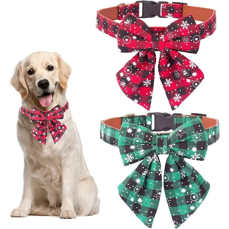 Christmas dog collar with bow tie – photo 2