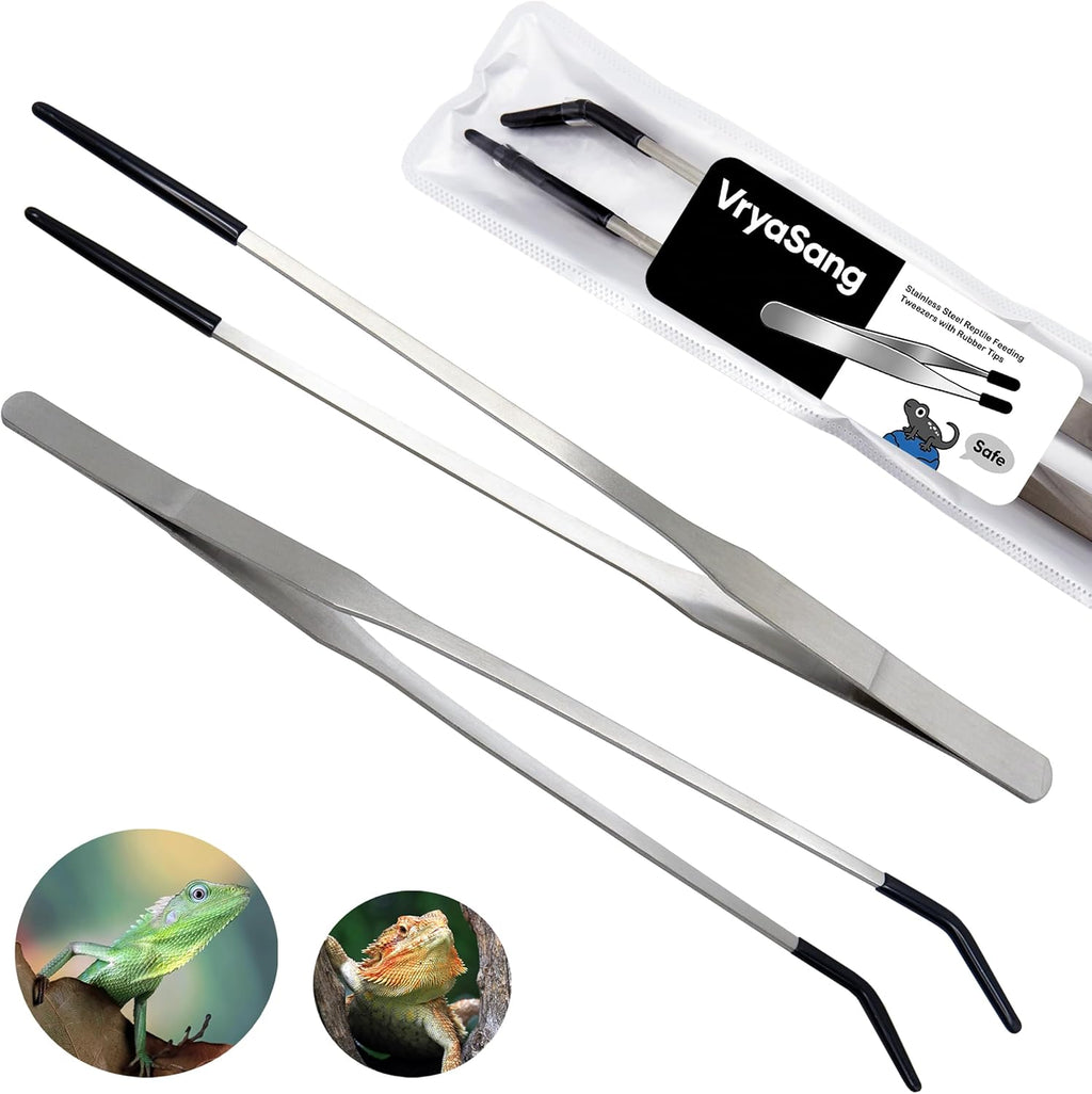 Reptile Feeding Tongs – 2-Piece Stainless Steel Set, 10.6 inches