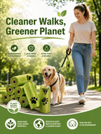 Dog Poop Bag Refill Rolls – Green Paw Print, 10-Pack