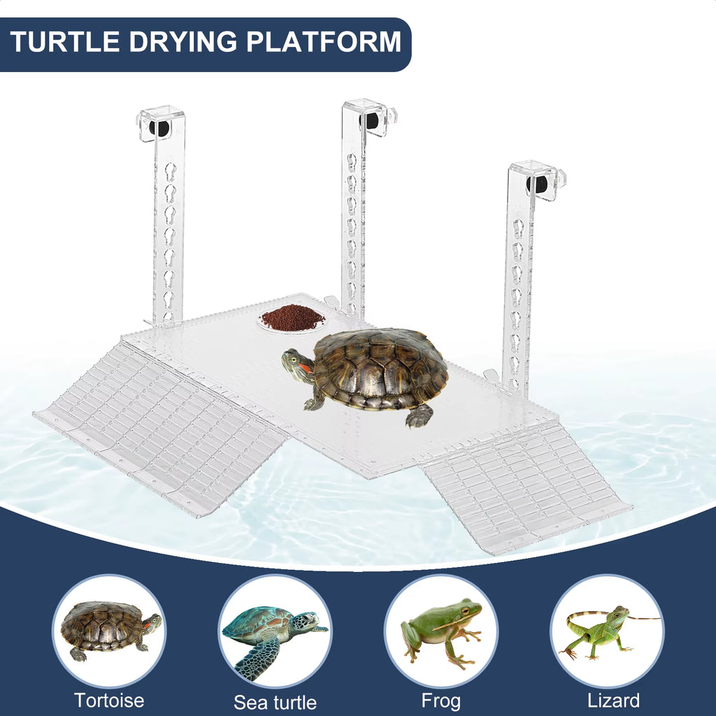 Adjustable Turtle Basking Platform Acrylic Clear Turtle Dock Climbing Habitat Float Island for Fish Tank Aquarium Accessories