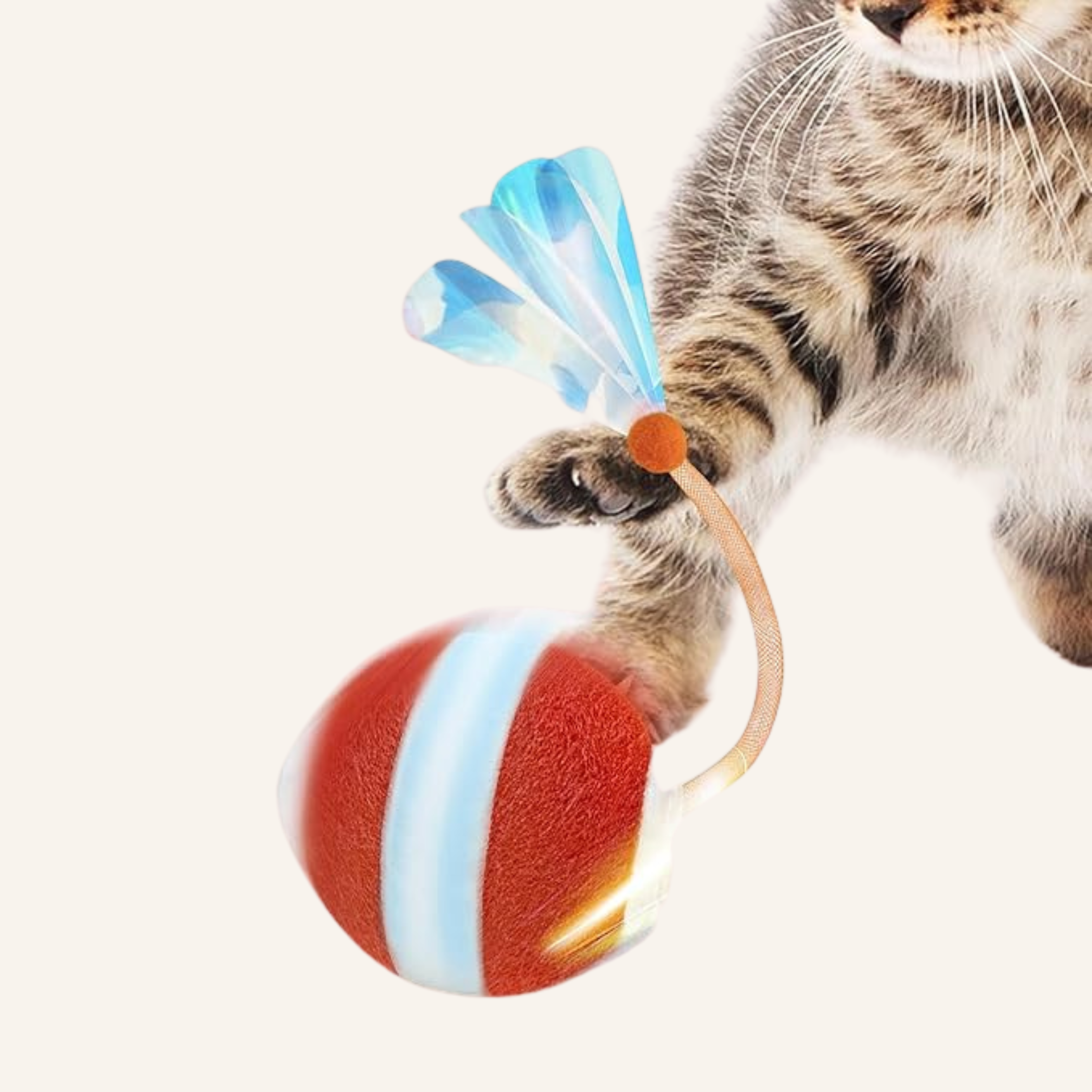 Motion-Activated Electric Cat Toy Ball – Rechargeable Interactive Pet Exercise Toy with Tail
