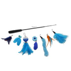 Cat Feather Toy 8PC Replacement Cat Stick with Bell Cat Feather Teaser Wand Pet Kitten Interactive Toy Retractable Fishing Road