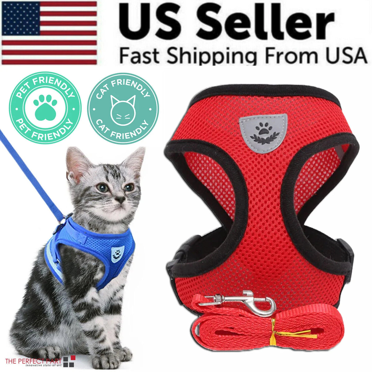 Reflective Mesh Harness & Leash Set for Cats and Small Dogs