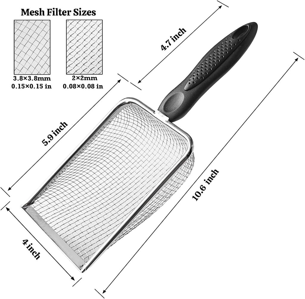 Stainless Steel Habitat & Litter Scoops – 2 Pack, Fine Mesh