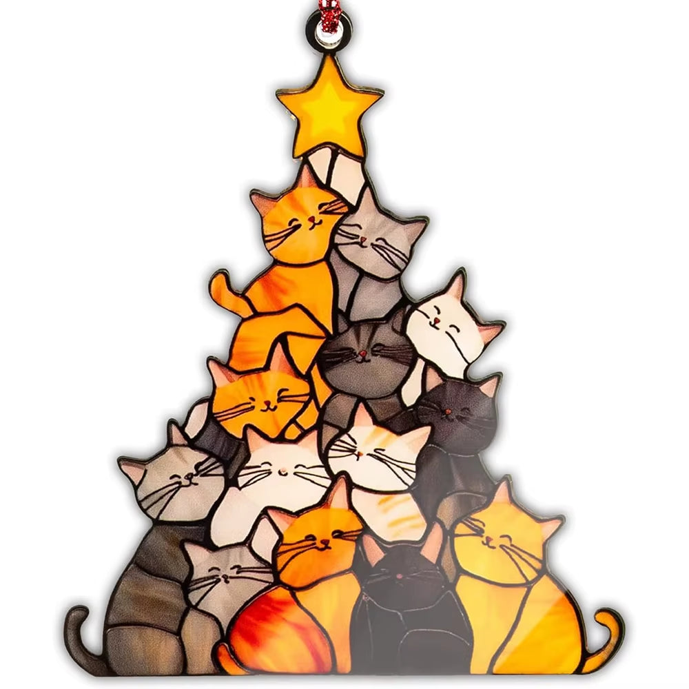 Cat Christmas tree suncatcher ornament – photo 2
