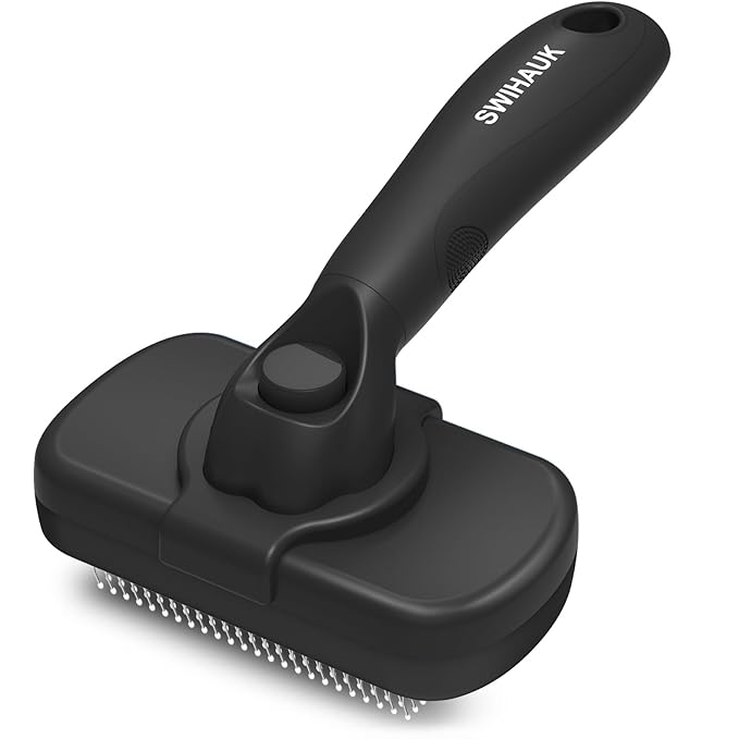 Self-Cleaning Slicker Brush for Dogs and Cats – Ergonomic Grooming Tool with Soft Bristles
