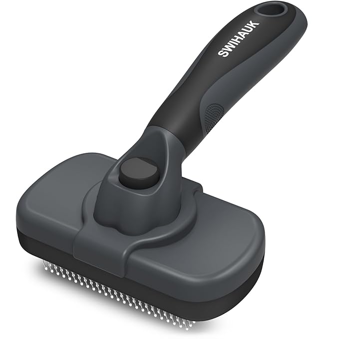 Self-Cleaning Slicker Brush for Dogs and Cats – Ergonomic Grooming Tool with Soft Bristles