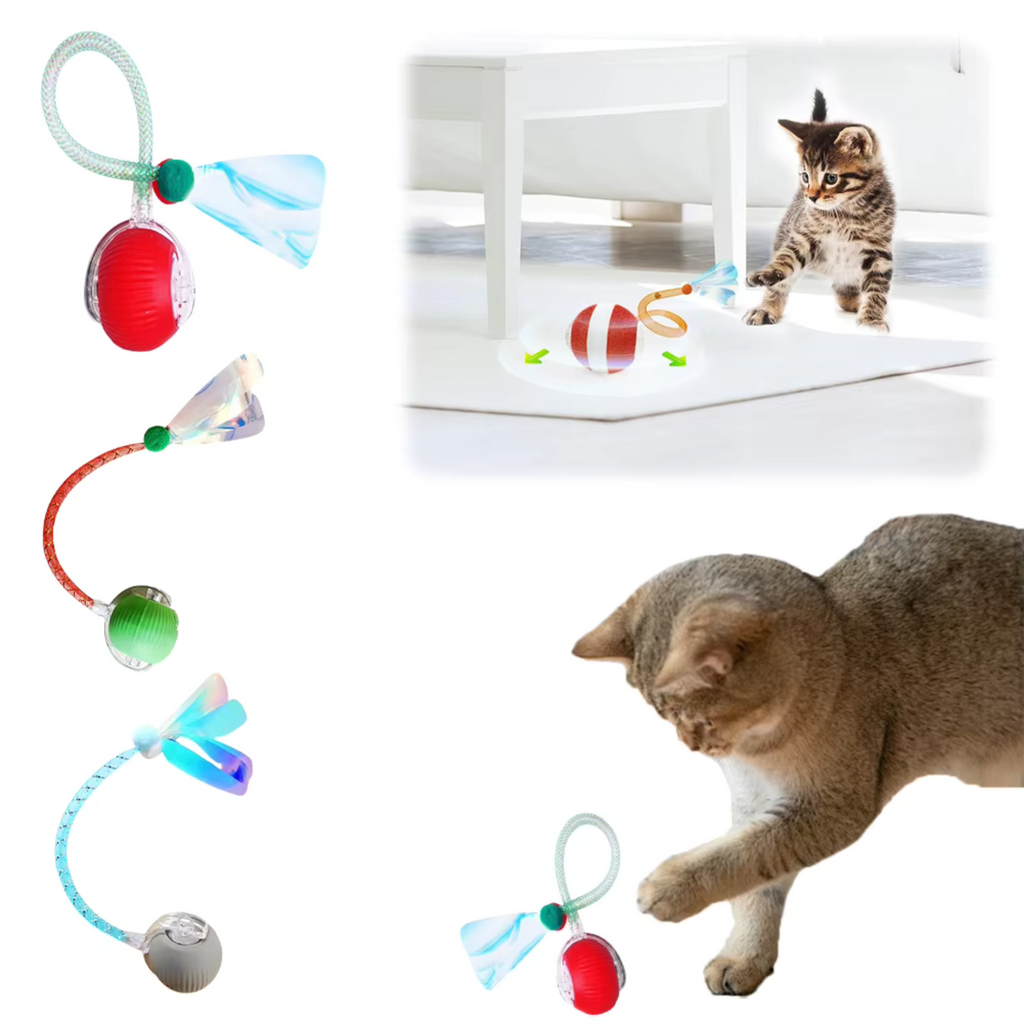 Motion-Activated Electric Cat Toy Ball – Rechargeable Interactive Pet Exercise Toy with Tail