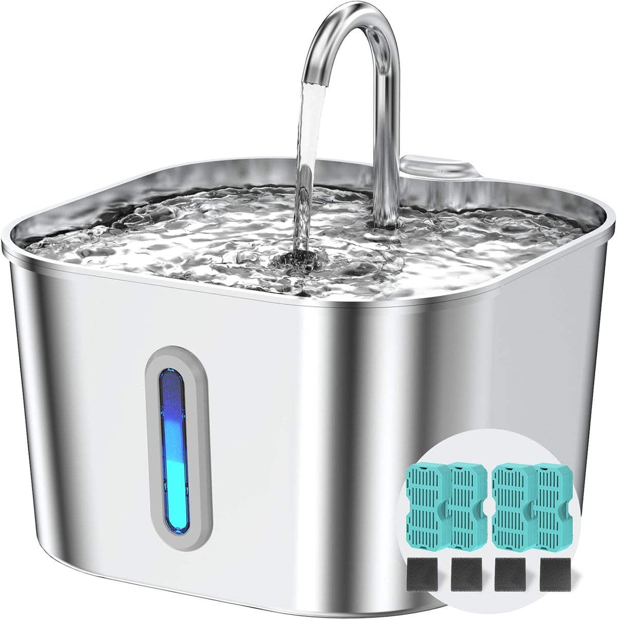 Stainless Steel Cat Water Fountain - 74Oz/2.2L Cat Drinking Fountain