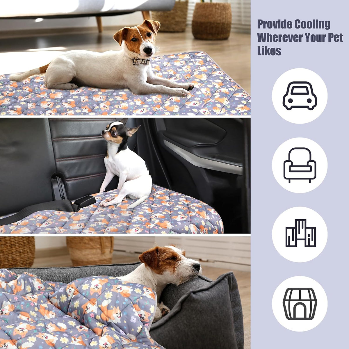 Pet Cooling Mat: Dog & Cat Summer Blanket - Portable & Reusable, Keeps Pets Cool Indoors & Outdoors