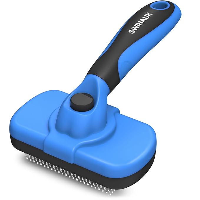 Self-Cleaning Slicker Brush for Dogs and Cats – Ergonomic Grooming Tool with Soft Bristles