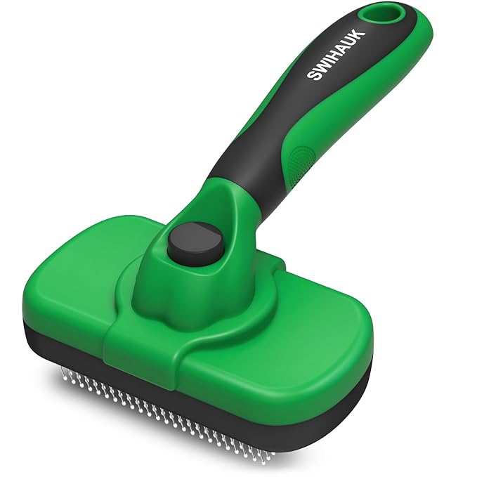 Self-Cleaning Slicker Brush for Dogs and Cats – Ergonomic Grooming Tool with Soft Bristles