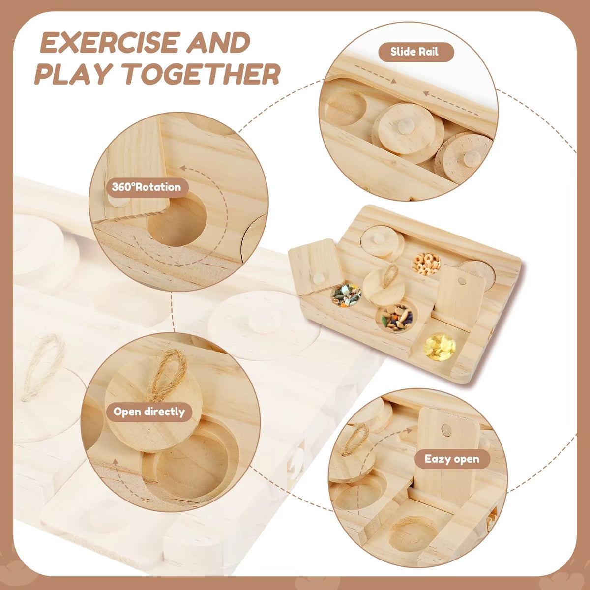 Wooden guinea pig foraging toy