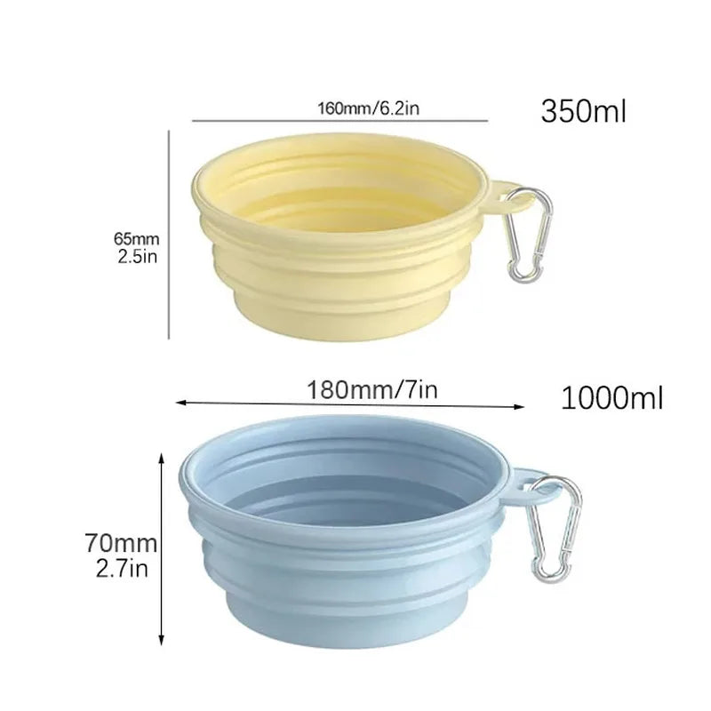 350Ml/1000Ml Collapsible Dog Bowl Outdoor Travel Pet Drinking Bowl for Dog Cats Folding Silicone Bowl Puppy Food Container