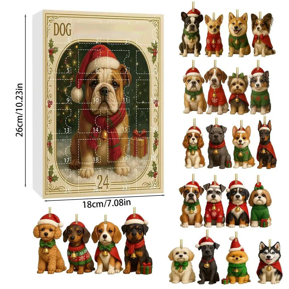 Dog advent calendar ornament