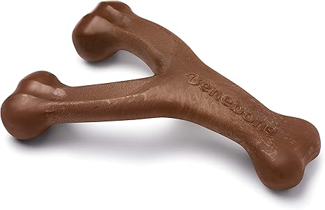 Durable Dog Chew Toy – Wishbone Shape with Real Bacon Flavor