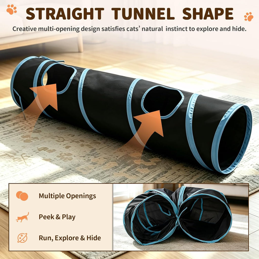 Collapsible Black Play Tunnel for Cats & Rabbits