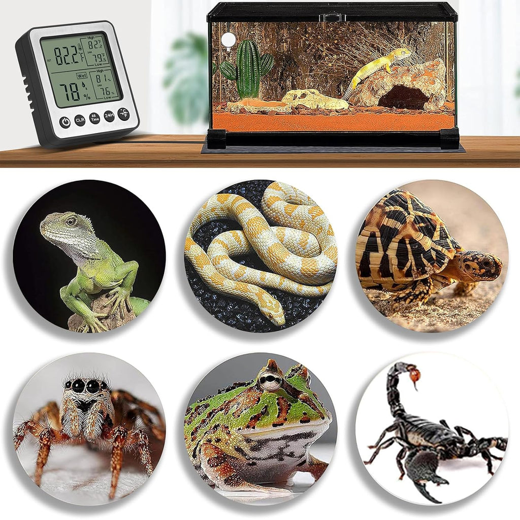 Digital Refrigerator Freezer Fridge Thermometer with Extra Sensor Reptile Thermometer Indoor Hygrometer Max and Min Remember Black ZZ20