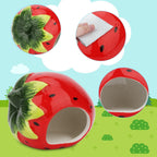 Ceramic Hamster Hideout House – Red Strawberry