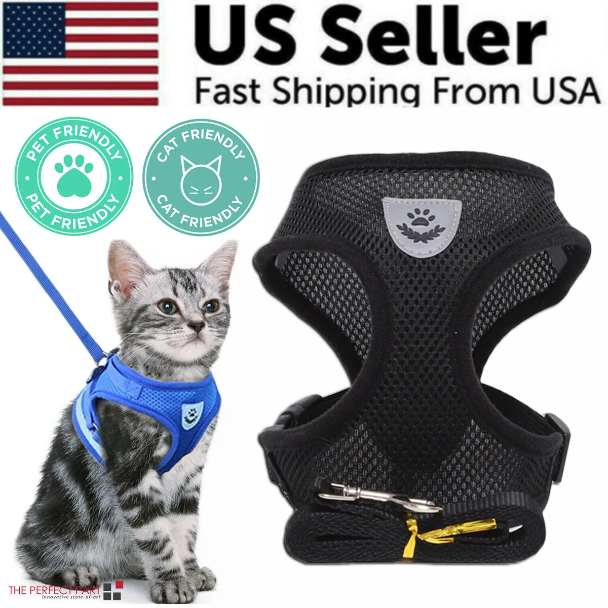 Reflective Mesh Harness & Leash Set for Cats and Small Dogs