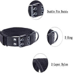 Wide Nylon Dog Collar with Metal Buckle – Neoprene Lined