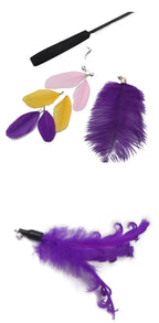 Cat Feather Toy 8PC Replacement Cat Stick with Bell Cat Feather Teaser Wand Pet Kitten Interactive Toy Retractable Fishing Road