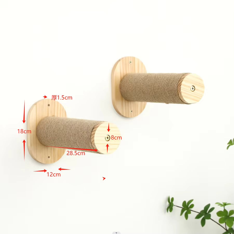 Wall-Mounted Cat Climbing Frame with Wooden Cat Bed and Hammock