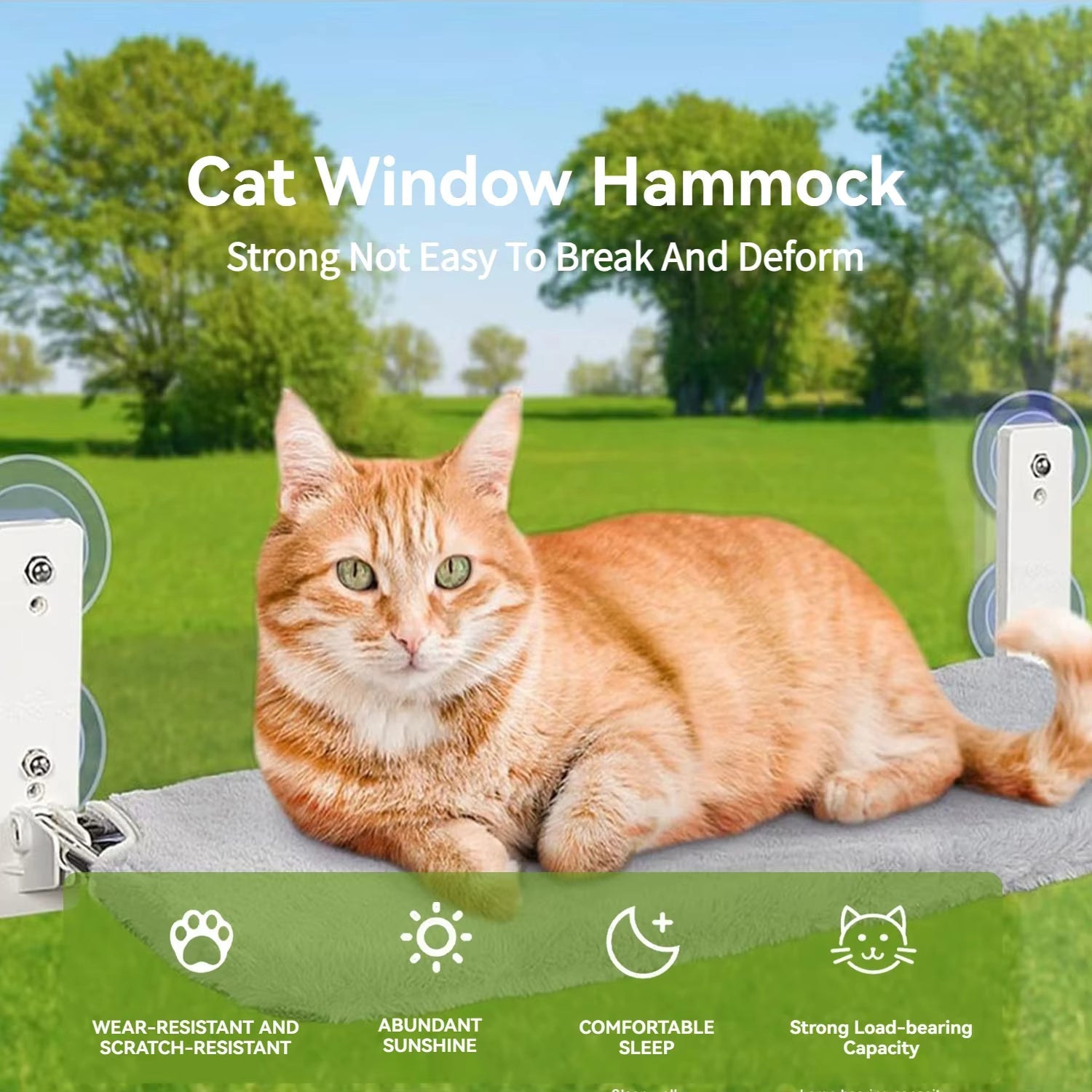 Foldable Cat Window Perch – Cordless Cat Hammock with Strong Suction Cups