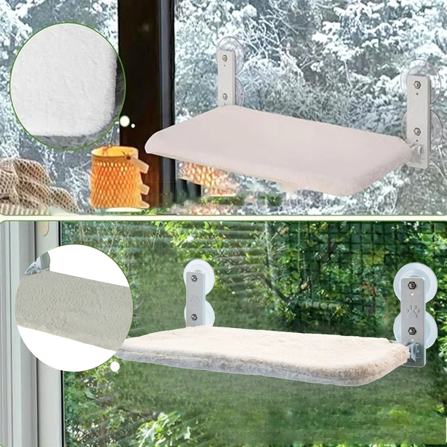 Foldable Cat Window Perch – Cordless Cat Hammock with Strong Suction Cups