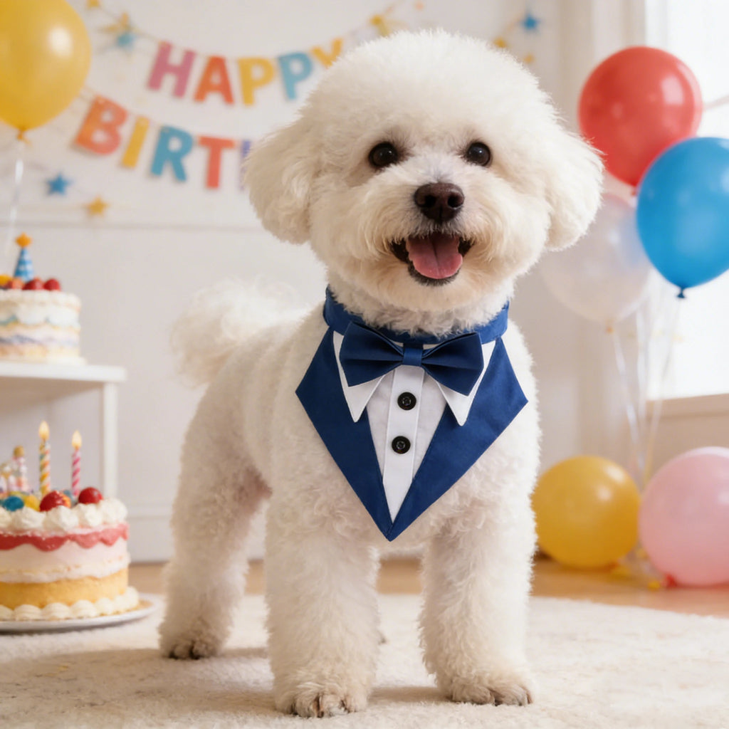 Tuxedo dog bandana with bow tie
