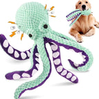 Octopus dog toy squeaky plush green