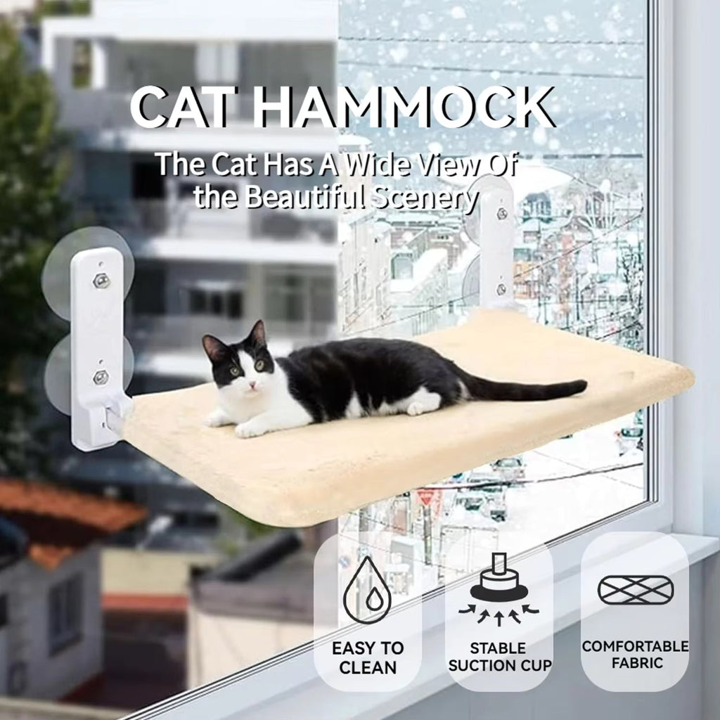 Foldable Cat Window Perch – Cordless Cat Hammock with Strong Suction Cups