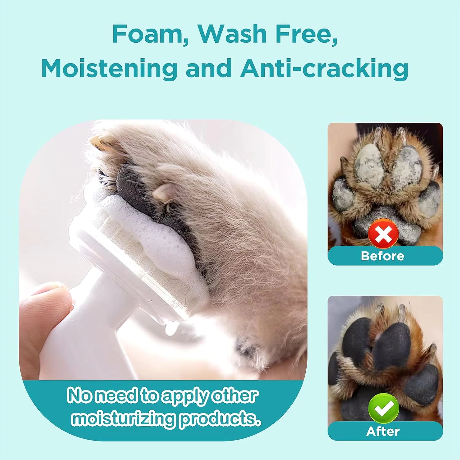 Waterless Dog Paw Cleaner with Silicone Brush – No-Rinse Foaming Paw Washer for Dogs & Cats