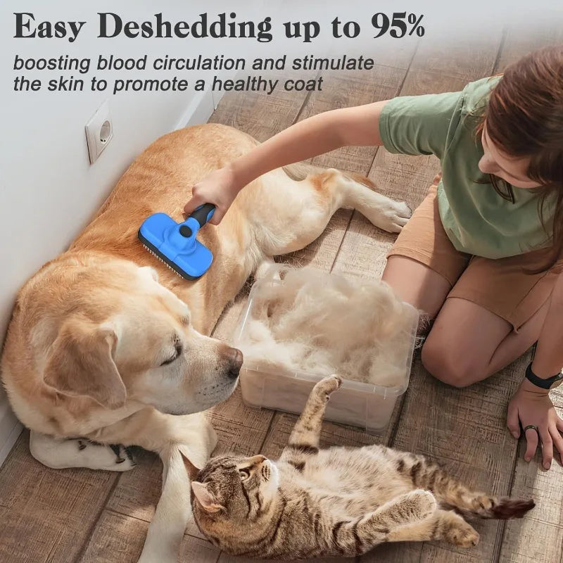 Self-Cleaning Slicker Brush for Dogs and Cats – Ergonomic Grooming Tool with Soft Bristles