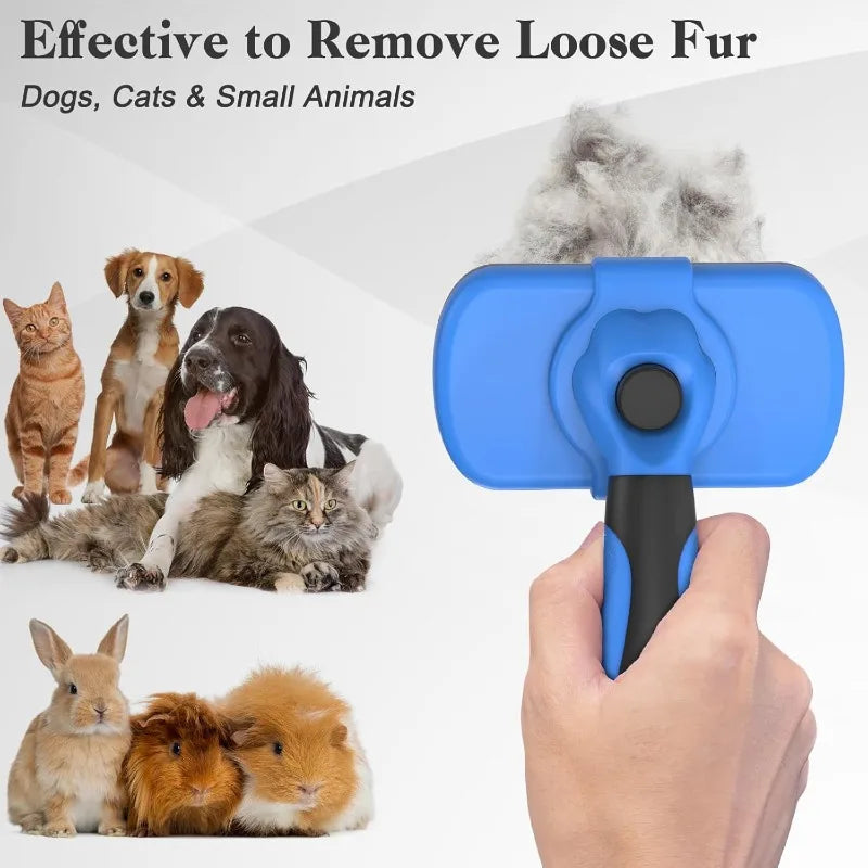 Self-Cleaning Slicker Brush for Dogs and Cats – Ergonomic Grooming Tool with Soft Bristles