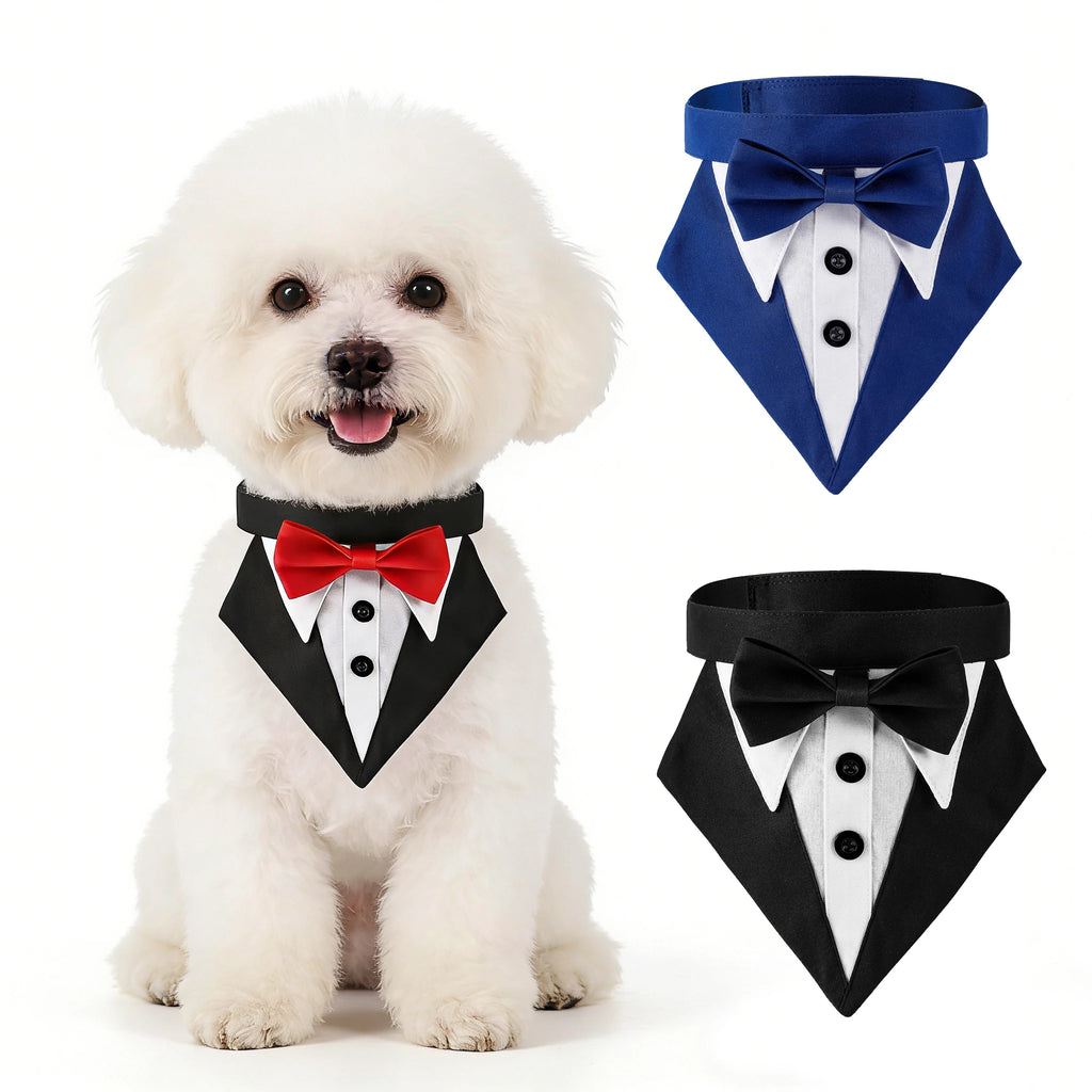 Tuxedo dog bandana with bow tie