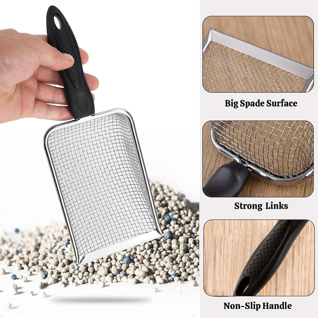 Stainless Steel Habitat & Litter Scoops – 2 Pack, Fine Mesh