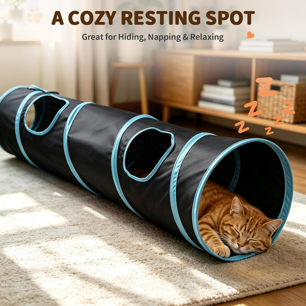 Collapsible Black Play Tunnel for Cats & Rabbits